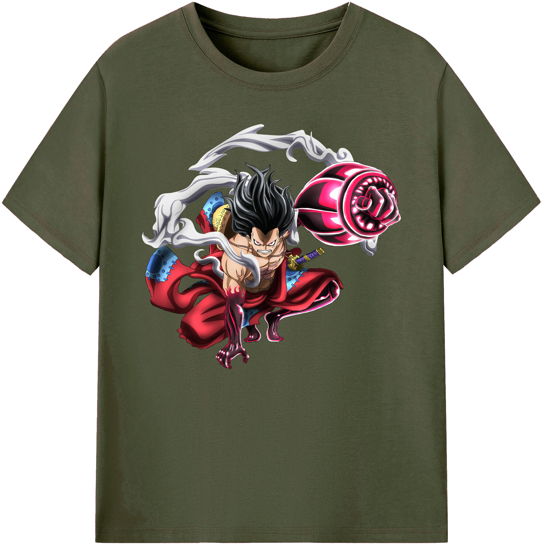 ワンピース モンキー・D・ルフィ ONE PIECE Monkey D. Luffy 綿100％ メンズ半袖Tシャツ｜肌触りやわらか＆通気性